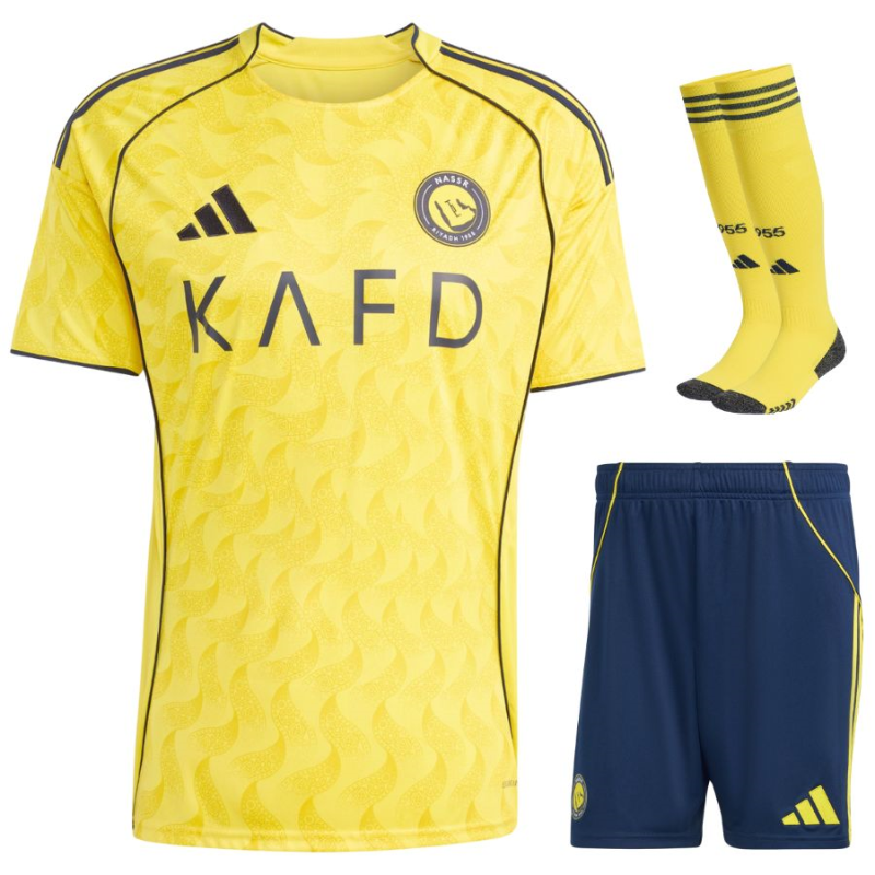 Al-Nassr 2025/26 – Completo Bambino Casa Adidas Giallo con Dettagli Blu